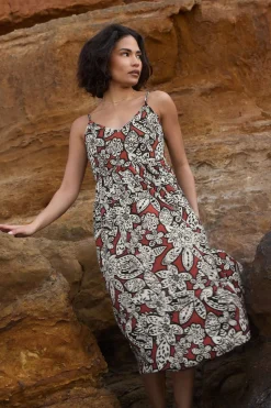 Pixiegirl Petite Rust Orange Floral Print Midi Dress