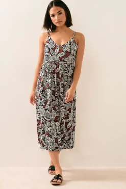 Pixiegirl Petite Rust Orange Floral Print Midi Dress