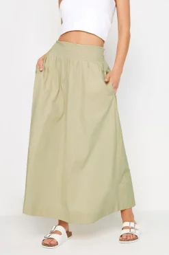 Pixiegirl Petite Stone Brown Poplin Maxi Skirt