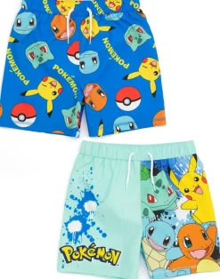 Pokemon Characters Blue Swim Shorts 2 Pack (3-12 Years)