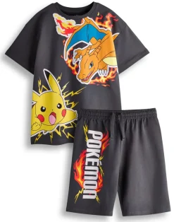 Pokemon Kids Black T-Shirt & Shorts Set (4-14 Years)