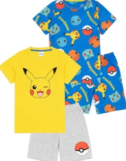 Pokemon Kids Shortie Multi Coloured Pyjamas 2 Pack (4-12 Years)