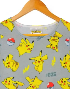 Pokemon Pikachu Grey Kids Short Sleeved Skater Dress (5-14 Years)