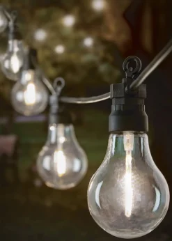 Premier Decorations 10 Cool White LED Connectable Round Bulb Festoon String Lights