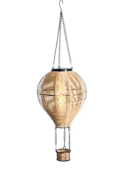 Premier Decorations 24 LED Solar Rattan Look Hanging Balloon Light