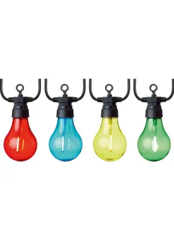 Premier Decorations 10 Multi-coloured LED Connectable Round Bulb Festoon String Lights
