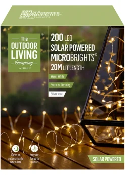 Premier Decorations 200 Warm White LED Solar Powered Microbrights (20m)