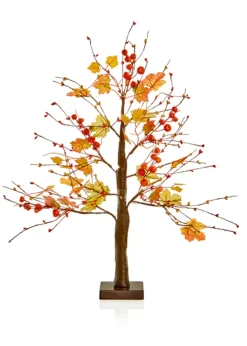 Premier Decorations Battery Operated Warm White LED Lit Maple Leaf Table Top Tree