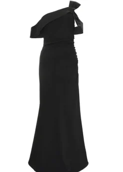 Quiz Black Asymmetric Bardot Maxi Dress