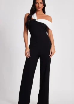 Quiz Black Contrast Bardot Jumpsuit