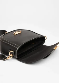 Quiz Black Contrast Stitch Cross Body Bag