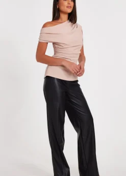 Quiz Black Faux Leather Trousers