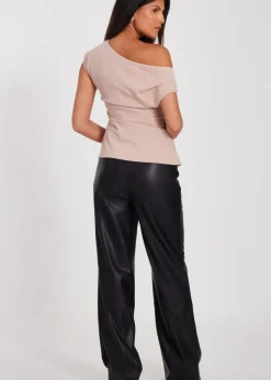 Quiz Black Faux Leather Trousers