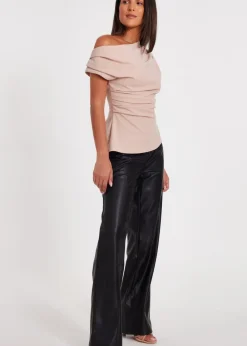 Quiz Black Faux Leather Trousers