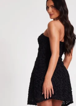 Quiz Black Floral Bandeau Mini Dress