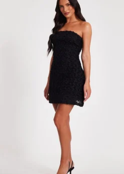 Quiz Black Floral Bandeau Mini Dress