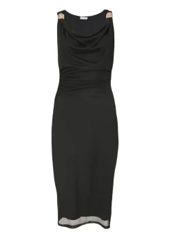 Quiz Black Mesh Buckle Detail Midi Dress