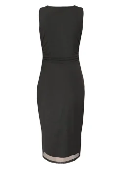 Quiz Black Mesh Buckle Detail Midi Dress