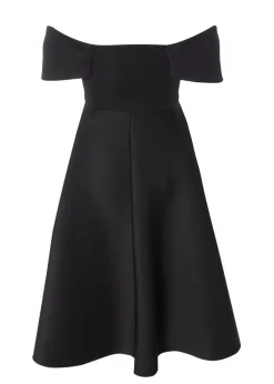 Quiz Black Petite Bardot Midi Skater Dress