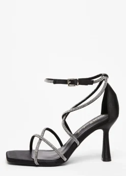 Quiz Black Wide Fit Diamante Heels