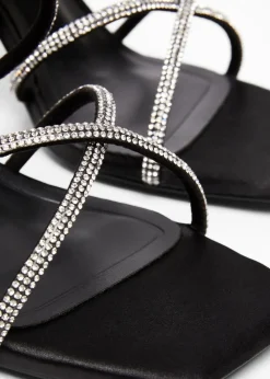 Quiz Black Wide Fit Diamante Heels