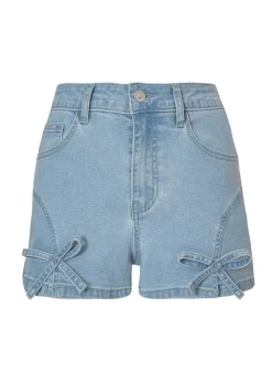 Quiz Blue Denim Bow Detail Shorts