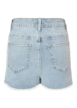 Quiz Blue Denim Embellished Shorts