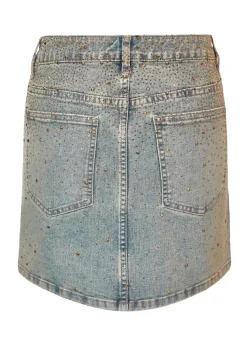 Quiz Blue Denim Embellished Mini Skirt