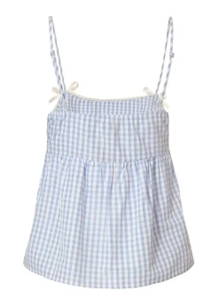 Quiz Blue Gingham Strappy Peplum Top