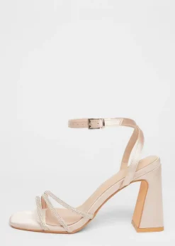 Quiz Champagne Diamante Block Heels
