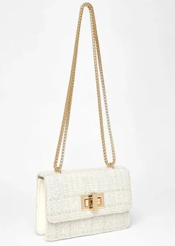 Quiz Cream Boucle Cross Body Bag