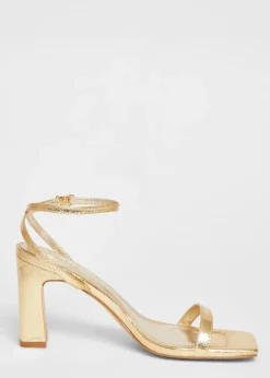 Quiz Gold Barely There Block Heels