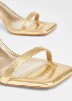 Quiz Gold Barely There Block Heels