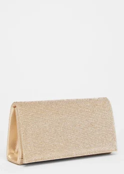 Quiz Gold Diamante Rectangle Clutch