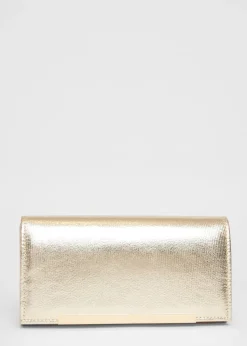 Quiz Gold Metallic Clutch Bag