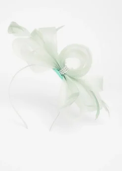 Quiz Green Diamante Bow Headband Fascinator
