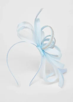 Quiz Light Blue Diamante Bow Headband Fascinator