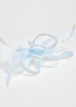 Quiz Light Blue Diamante Bow Headband Fascinator