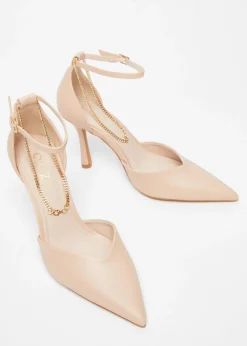 Quiz Natural Faux Leather Court Heels