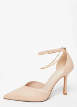 Quiz Natural Faux Leather Court Heels