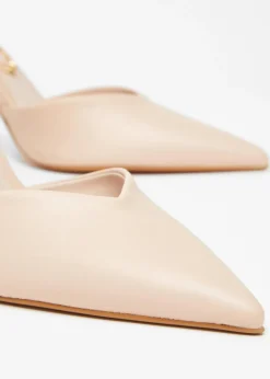 Quiz Natural Faux Leather Court Heels