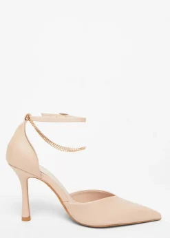 Quiz Natural Faux Leather Court Heels
