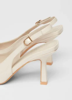 Quiz Natural Patent Slingback Low Court Heels