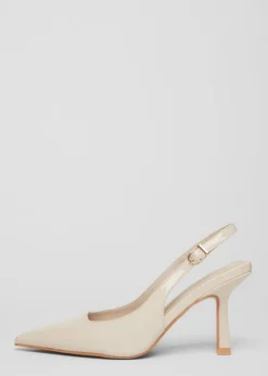 Quiz Natural Patent Slingback Low Court Heels