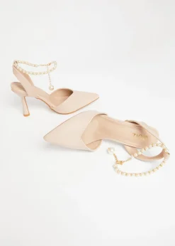Quiz Natural Pearl Strap Court Heels