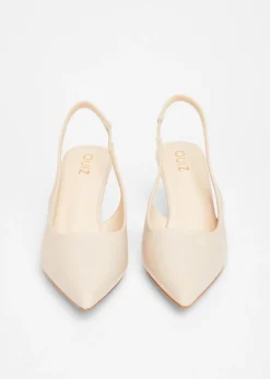 Quiz Natural Slingback Low Court Heels
