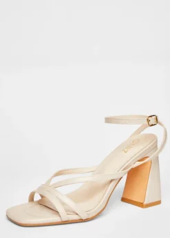 Quiz Natural Strappy High Block Heels