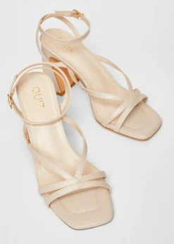Quiz Natural Strappy High Block Heels
