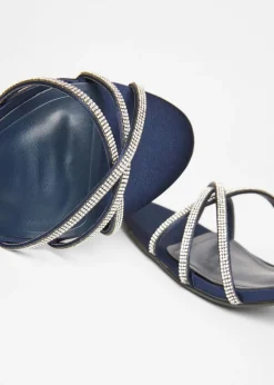 Quiz Navy Diamante Cross Strap Heels