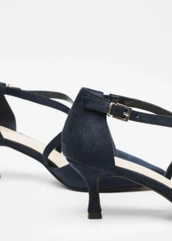 Quiz Navy Faux Suede Low Court Heels